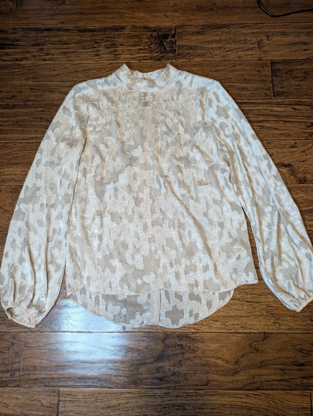 Babaton Granados Long Sleeve Blouse Semi Sheer Size Large